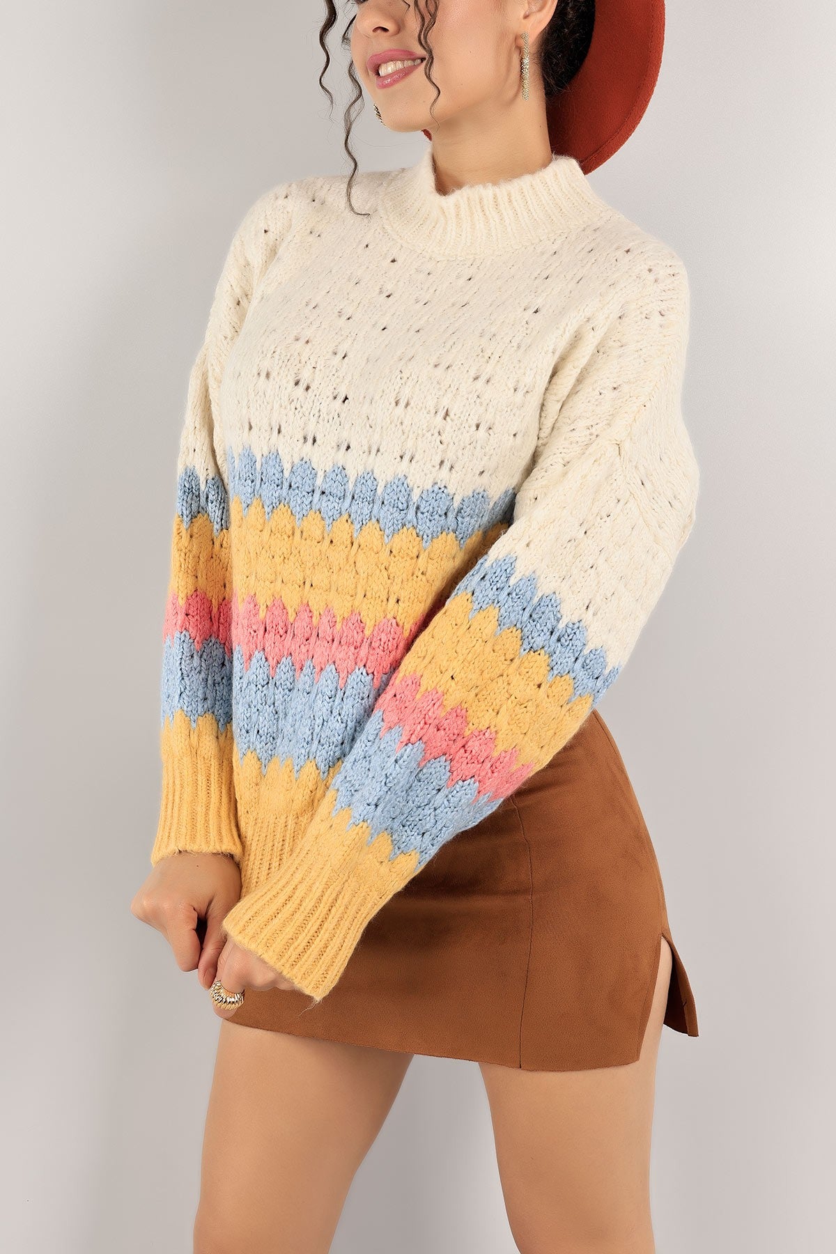 Kleurrijke gebreide sweater 101303
