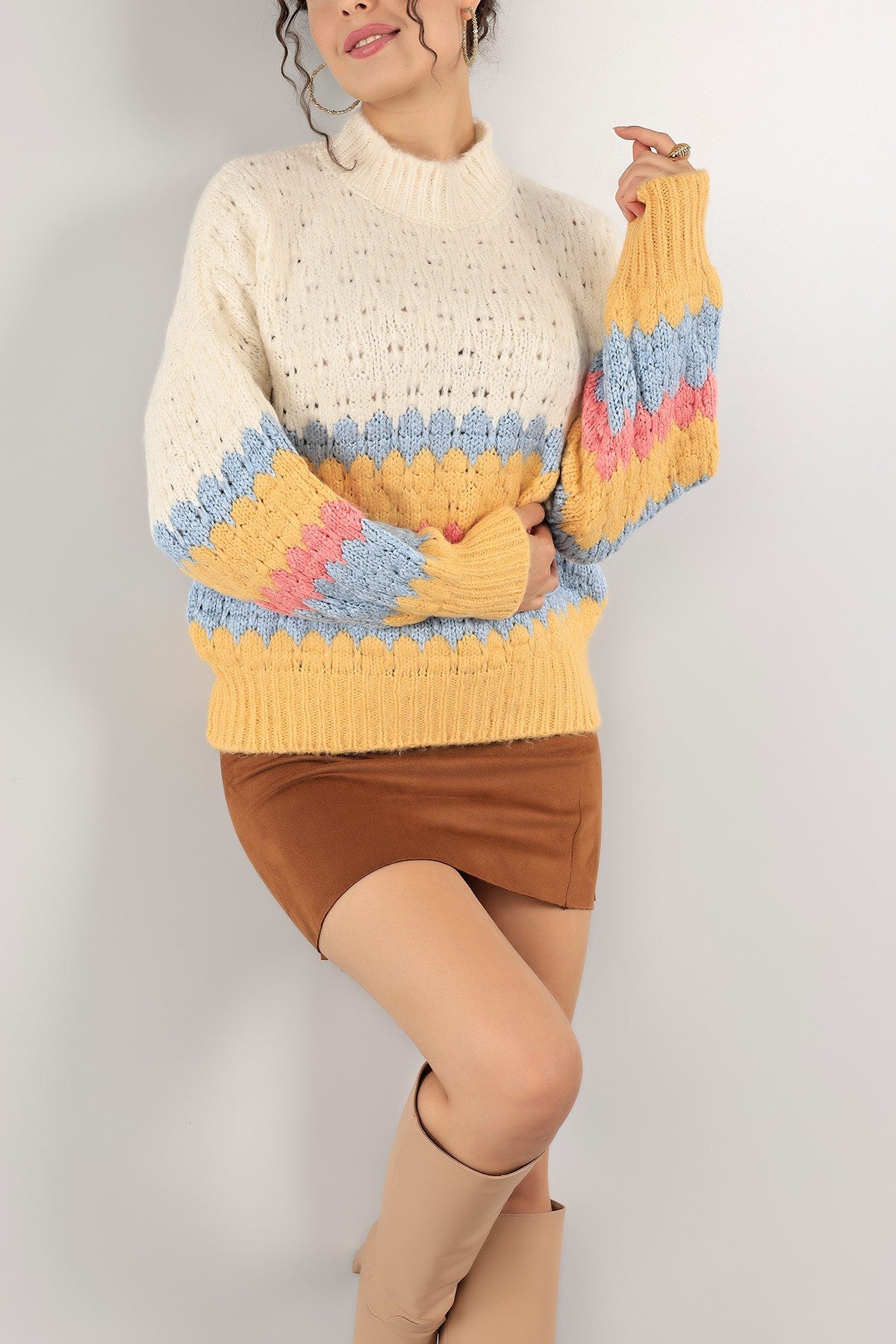 Kleurrijke gebreide sweater 101303