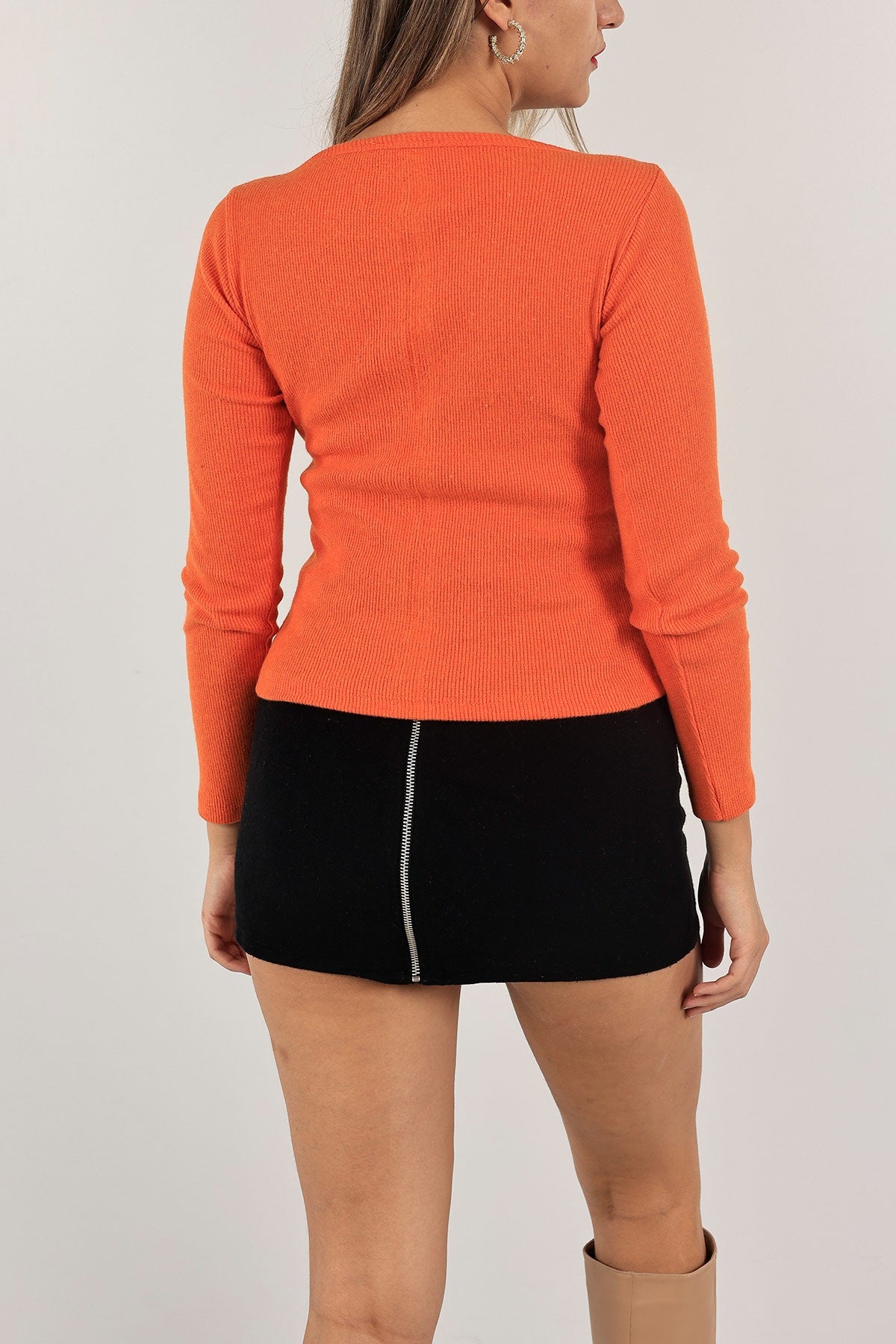 Geribbelde Lycra Shirt Oranje 102006